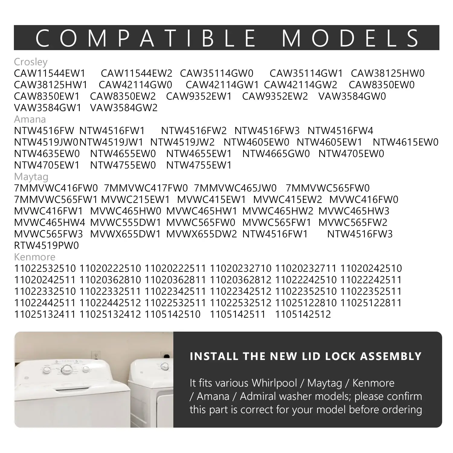 Фото Замок крышки стиральной машины W11307244 (3 провода), совместимый с Whirlpool, Maytag, Amana, Kenmore, W11253733, W10838613, W10838613VP №4