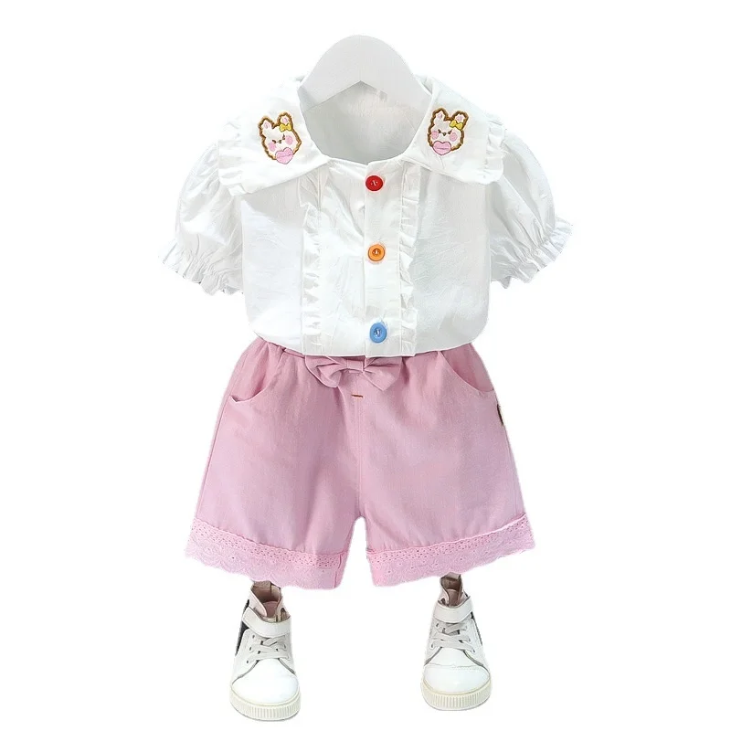 

New Summer Baby Girls Clothes Suit Children Fashion Cotton Shirt Shorts 2Pcs/Sets Toddler Casual Costume Infant Kids Tracksuits