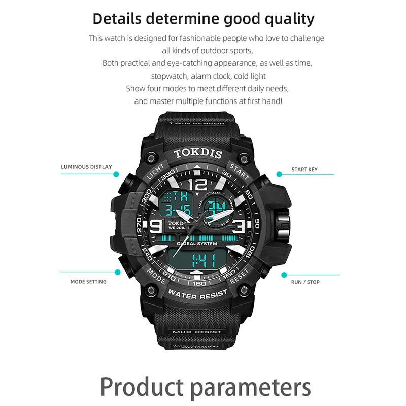 Часы мужские цифровые в стиле милитари водонепроницаемые светодиодсветодиодный