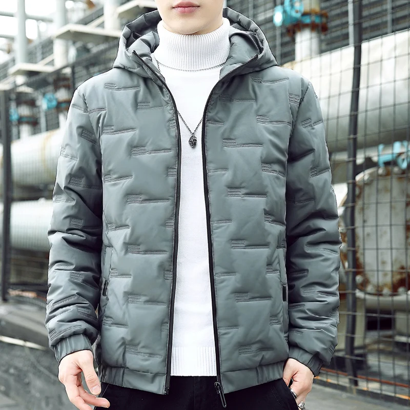 2022 New Winter Men High-Quality Cotton Short Trend Hooded Thickened Fashion Cotton Coat Youth Slim Coat Casual Cotton Clothes