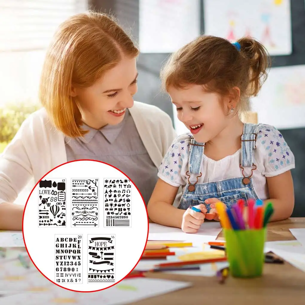 

5Pcs Template Stencils Drawing Hollow Scrapbook Spray Folding Tools