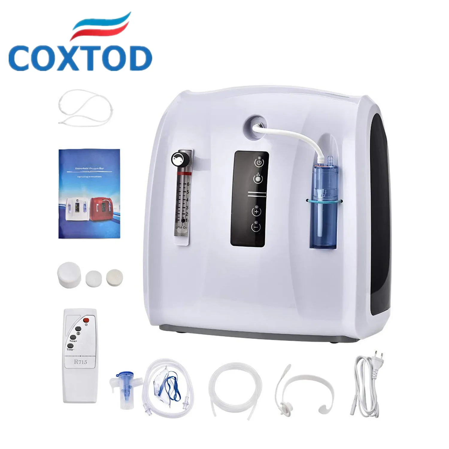 

Portable Oxygen Concentrator Machine 1-6L/Min Adjustable Sleep Air Purifier Household Health Monitor Atomization Low Noise