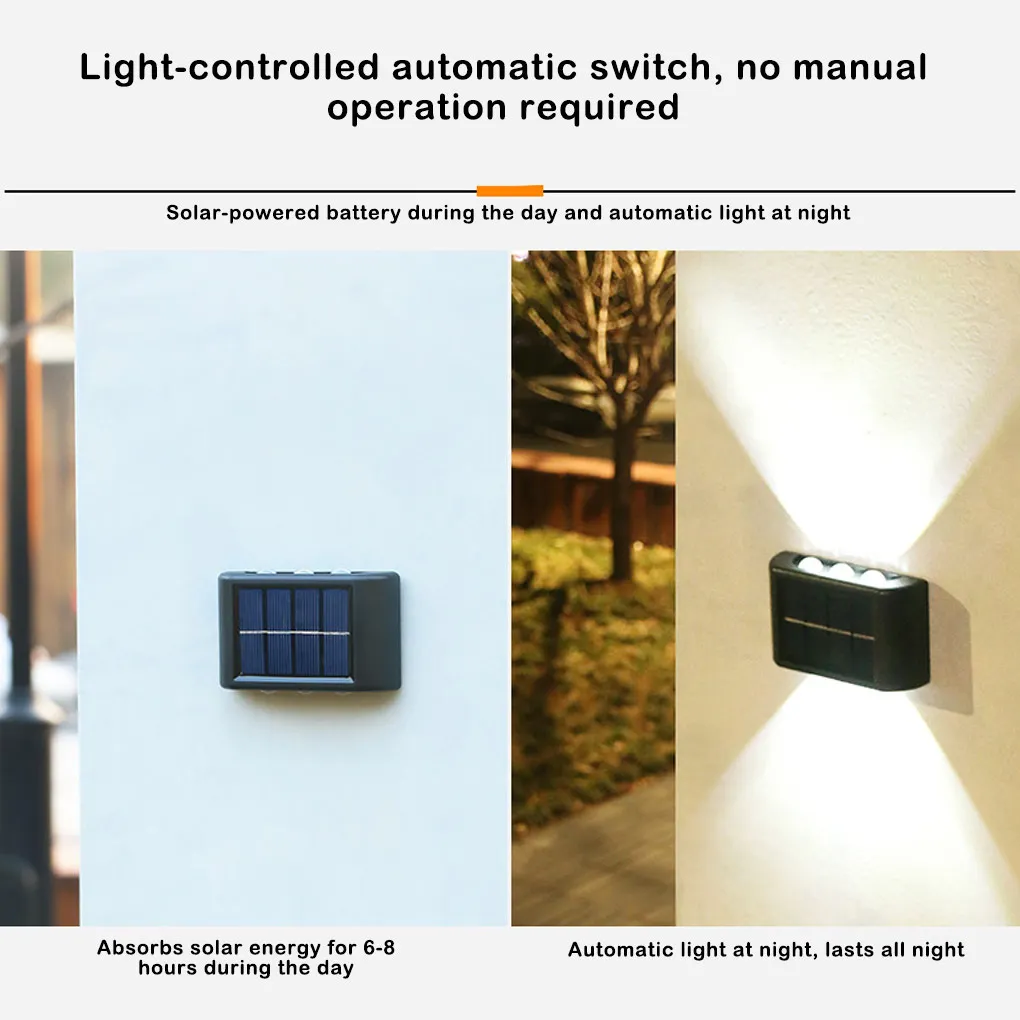 

Уличная настенная лампа на солнечной батарее, водонепроницаемый светящийся и безопасный светильник, ландшафтное домашнее светодиодное ос...