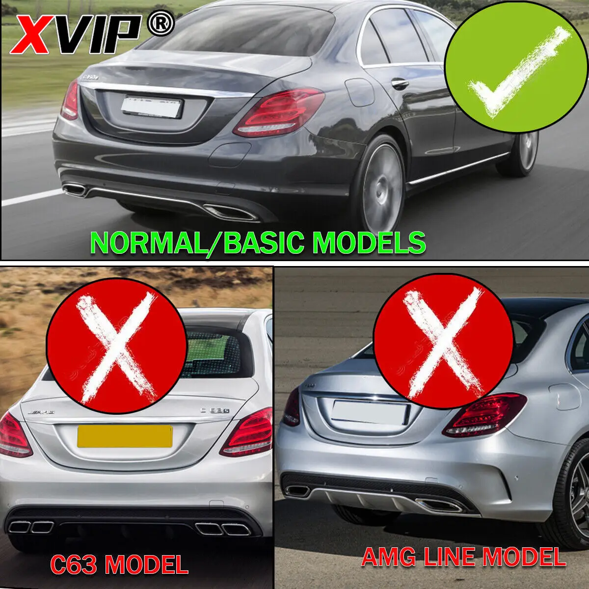 XVIP серебристый дневной спойлер для Mercedes Benz C W205 Standard C180 C200 C300 2015-2021 автомобильные