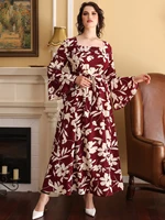 toleen plus size women clothing elegant and chic long sleeves maxi dress for evening party 2022 spring lady floral dress outfits