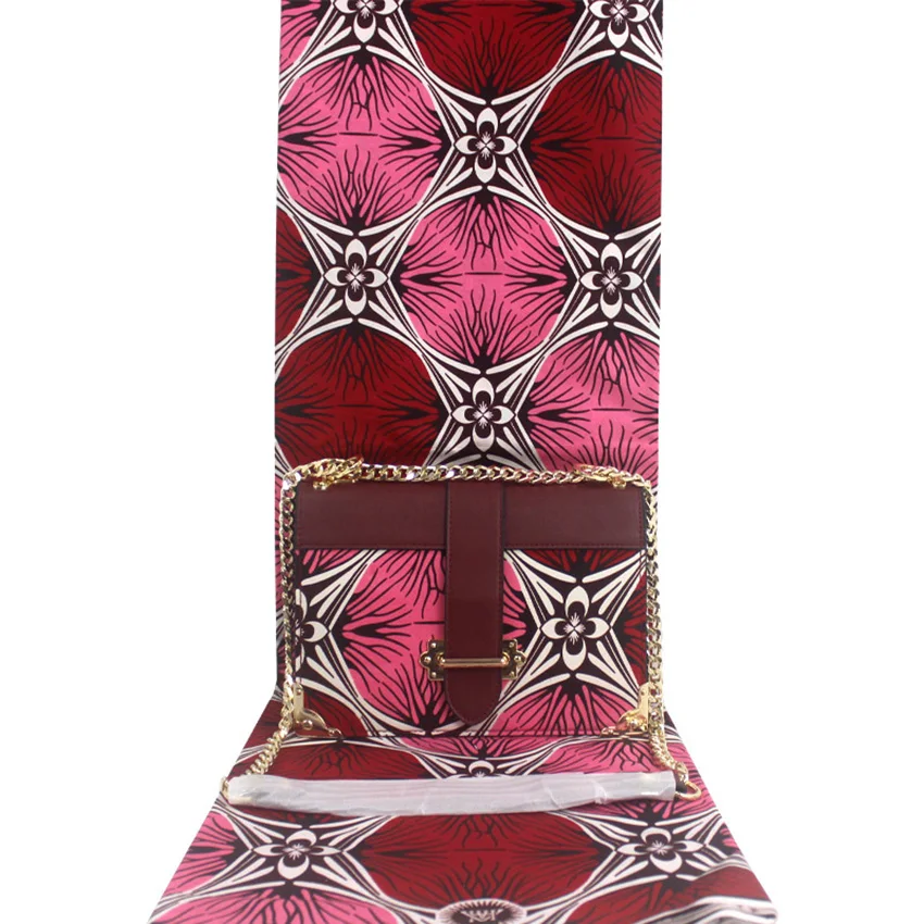 

2022 New Arrival Large Capacity Package African women's Fashion Handbag Matching Wax Cotton Fabrics Textile For Dresses