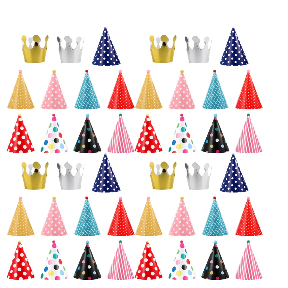 

Birthday Hat Cone Paper Cap Party Hats Headband Dog Cat Kids Pom Pet Polka Cartoon Dot 1St First Caps Favors Chic