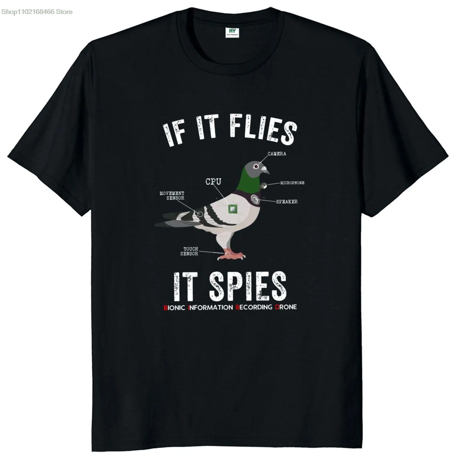 

If It Flies It Spies Birds Are Not Real T Shirt Funny Nerd Drone Conspiracy Theory Classic Tshirts 100% Cotton For Unisex