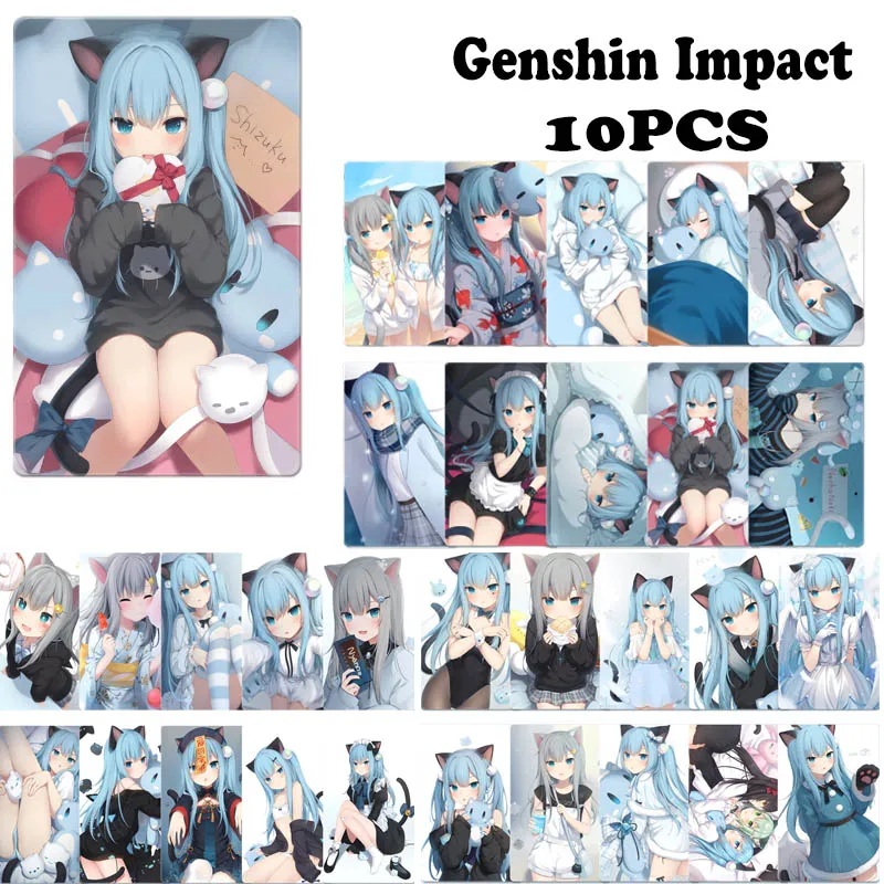 

New Animal Genshin Impact Goddess Story 10Pcs Lumine Jean Gunnhildr Amber Sticker Cartoon Game Collectible Card Kids Toys