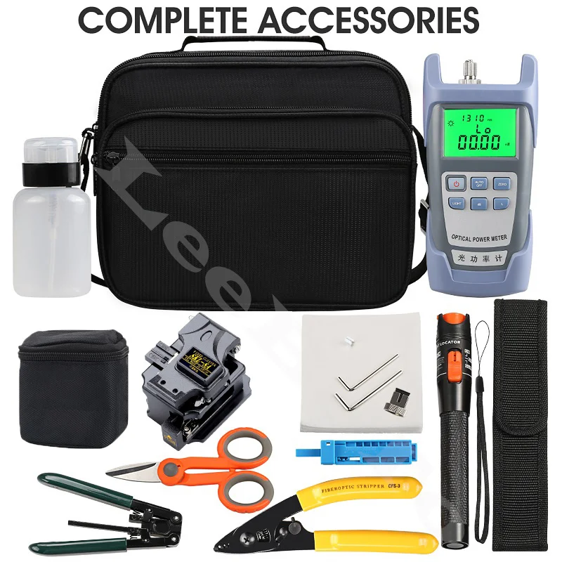 16Pcs/lot Fiber Optic FTTH Tool Kit with SKL-8A Fiber Cleaver Optical Power Meter 10mw Visual Fault Locator Wire Stripper