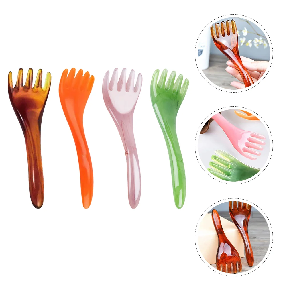 

4 Pcs Head Massager Massaging Tools Hair Scratcher Foot Massagers Women Comb Whisk Facial Roller Manual