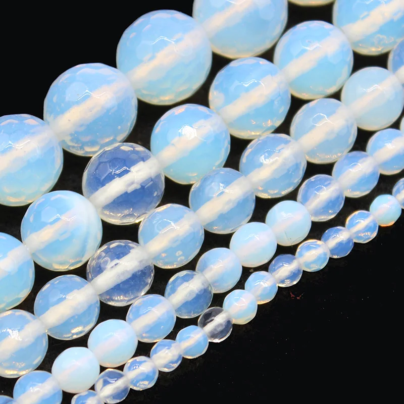 

Natural Faceted Opal Stone Loose Spacer Round Beads For Jewelry Making DIY Bracelets Accessories 4-12 MM Wholesale