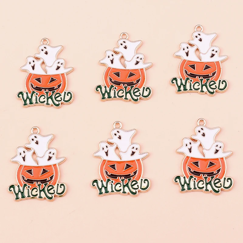 

10 шт. 2022 искусственная эмаль страшная Хэллоуин ночь плохая Тыква призрак Подвески DIY ручной работы браслет ожерелье аксессуары