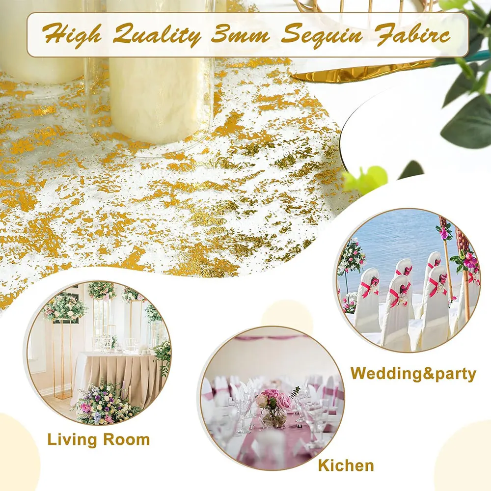 11x10 Ярдов Золотой Металлик Тонкая Искусственная Ткань Скатерть Центральное