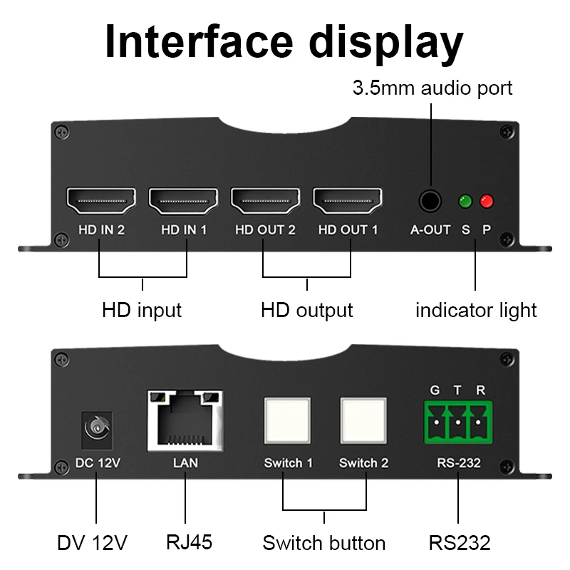 Удлинитель 2x2, разветвитель через Ethernet, 200 м, 2 в 2, 1080P, IP-удлинитель, разветвитель портов RJ45, удлинитель с TCPIP для ТВ-ПК (art.: 3920c8bcf5f7e) - 3920c8bcf5f7e