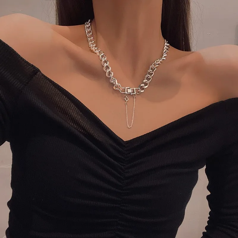 European and American Style Lovely Ran Hip-hop Women's Neck Chain Coquette Accessories Choker Cuban Necklace Cute Korean Fashion