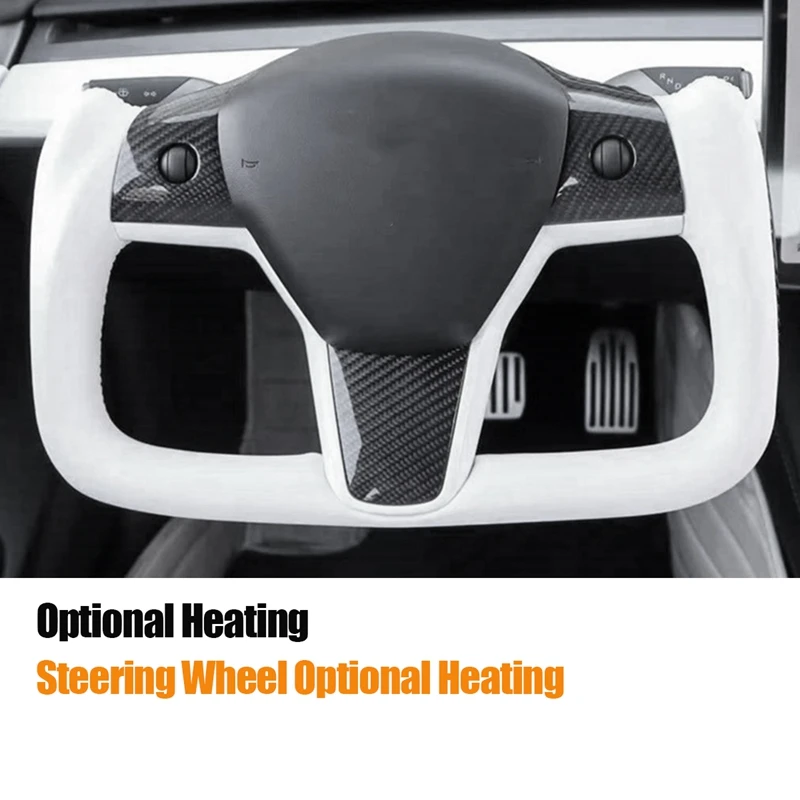 

Yoke Style Steering Wheel With Carbon Fiber Panel And Button For Tesla Model 3 / Y 2017-2022