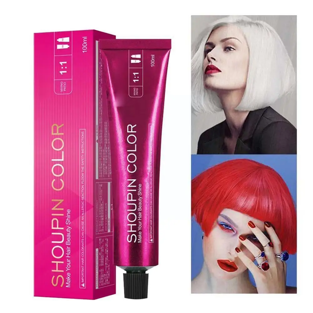 

100ml Healthy Ammonia-free Hair Dye Cream Cover Gray Coloring Hair Long Cream Color Lasting Blue Red Single Hair D1F3