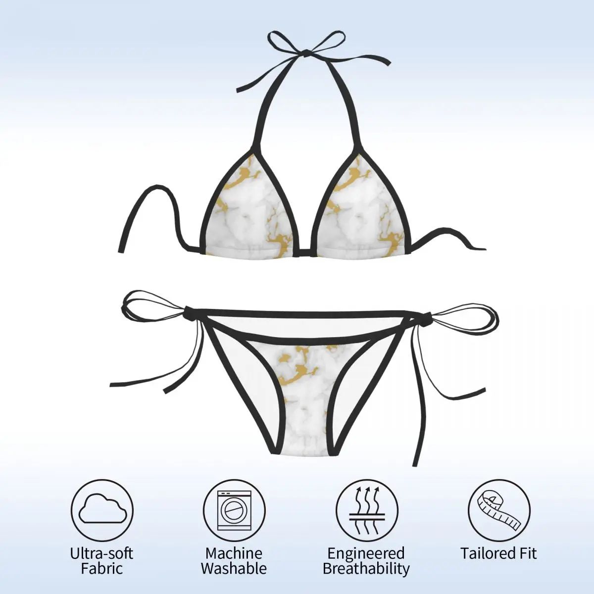 Летний сексуальный белый роскошный мраморный комплект бикини женский купальник