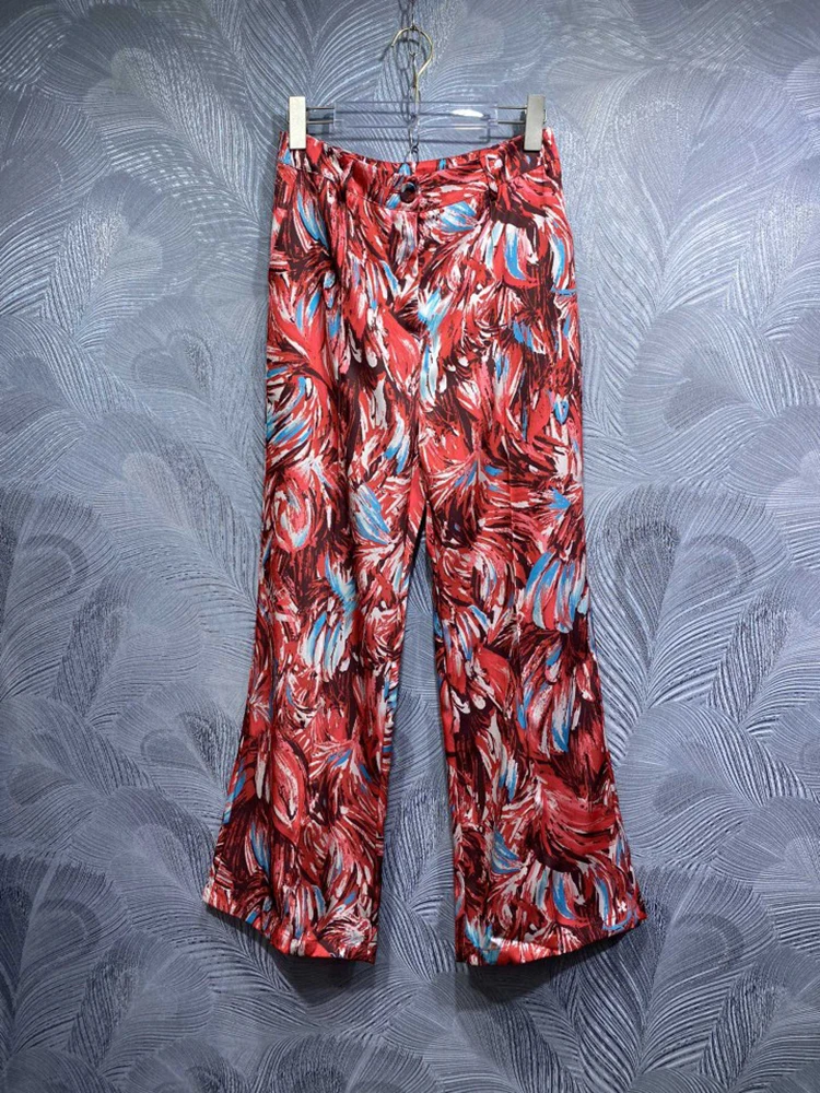 DLDENGHAN осенний костюм с принтом женский V-образный вырез фото + длинные брюки