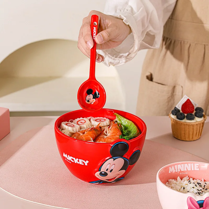 Фото Керамическая ложка Disney с мультяшными персонажами Микки и Дональда, с плоской ручкой, для дома, для детей, для еды, десертов, супов, риса, столовая посуда, подарок №2