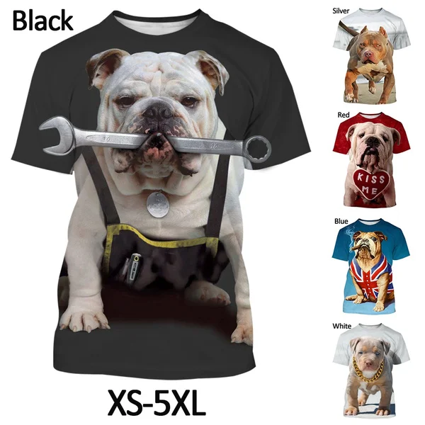 

Summer Casual Fashion Round Collar Men's and Women's French Bulldog Printed Short Sleeved 3DT Shirt Shirt