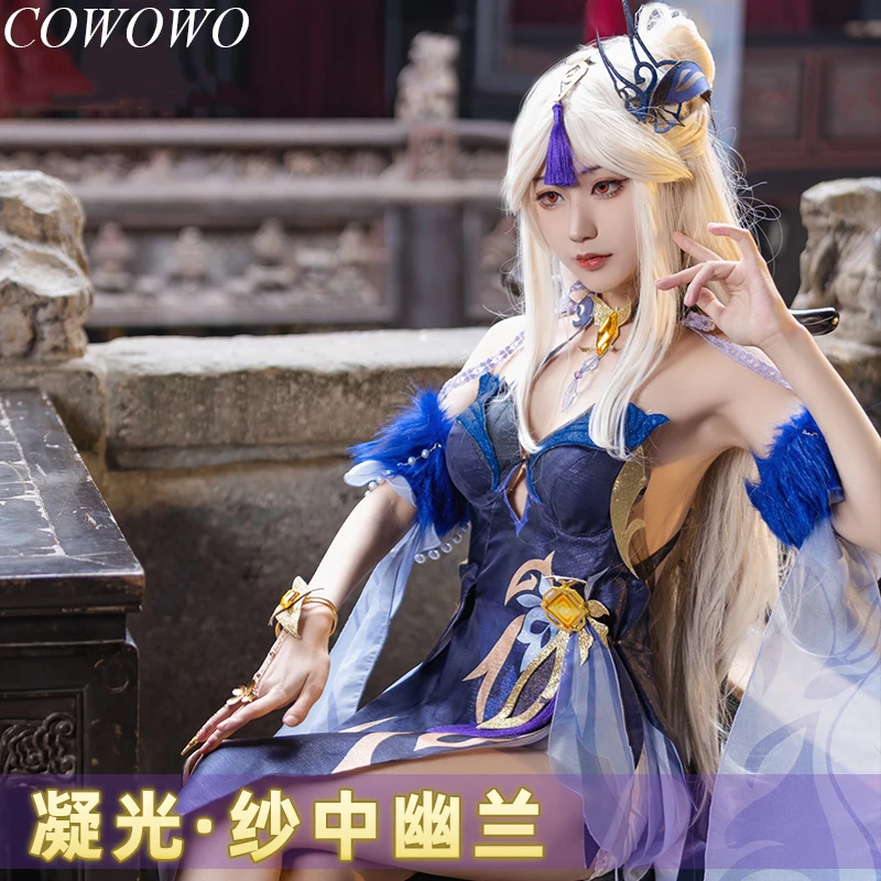 

COWOWO Anime! Genshin Impact Ningguang New Skin Game Suit Ancient Cheongsam Dress Uniform Cosplay Costume Party Outfit For Women