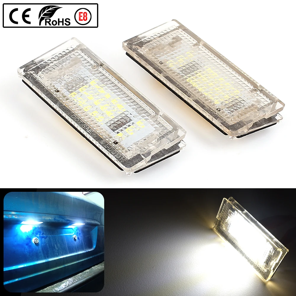 

2Pcs 6500K 3528 SMD LED License Number Plate Lights White Canbus Error Free for BMW 3-series E46 1998-2005 3 4 5 Doors 12V