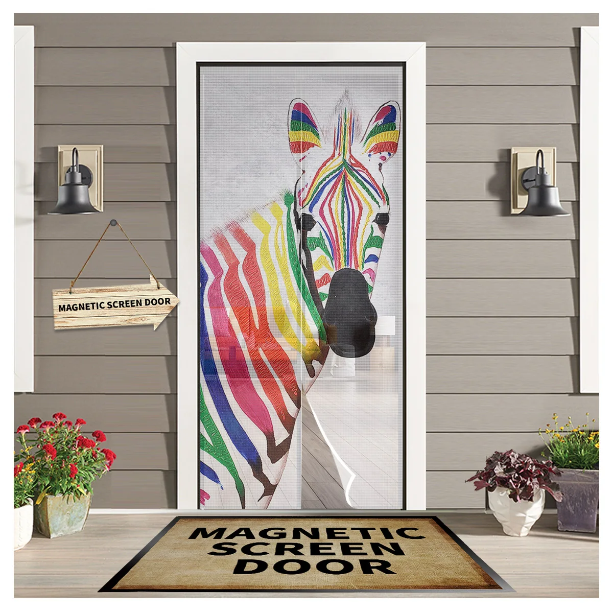 

Colored Zebra Kitchen Door Curtain Mosquito-proof Window Screen Bedroom Magnetic Door Curtain