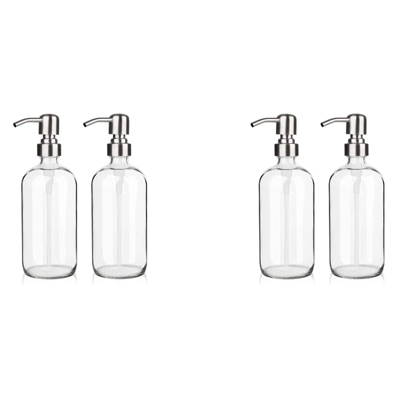 

Glass Soap Dispenser With Pump - Dish Soap Dispenser For Kitchen, Bathroom Glass Soap Dispenser 4 Pack