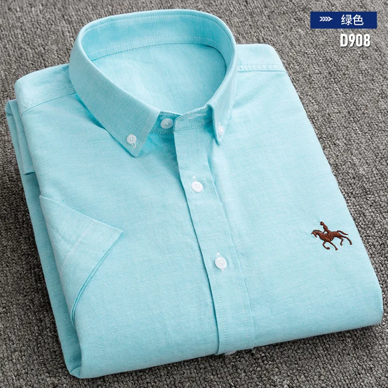 Men's Short Sleeve Shirts Oxford Spinning Cotton Summer Thin Sections Iron-Free Comfortable Breathable Casual Slim Shirts