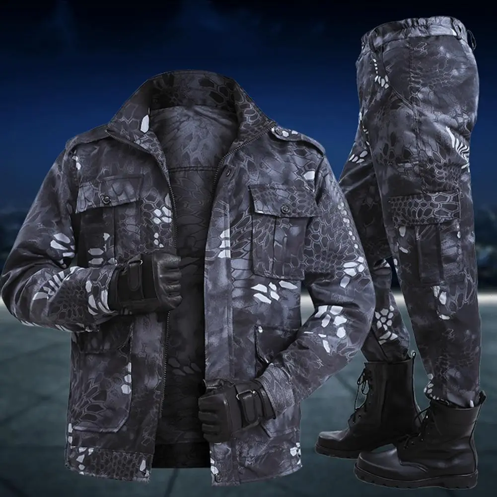 

Multi Pockets Long Pants Camouflage Epaulet Decor Sports Suit for Men