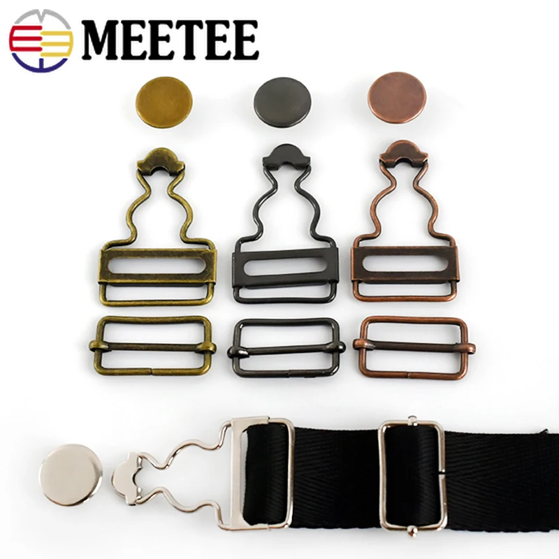 

10Sets 26-50mm Metal Retro Buckle Button Jeans Hook Suspender Pants Garment Strap Adjust Clasp DIY Sewing Hardware Accessories