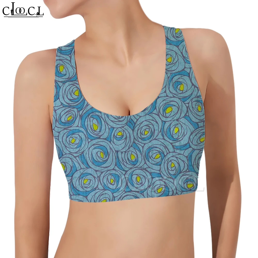 

CLOOCL Women Sports Vest Beautiful Blue Rose Print Print 3D Pattern Tank Top Female Fashion Yoga Fitness Bra