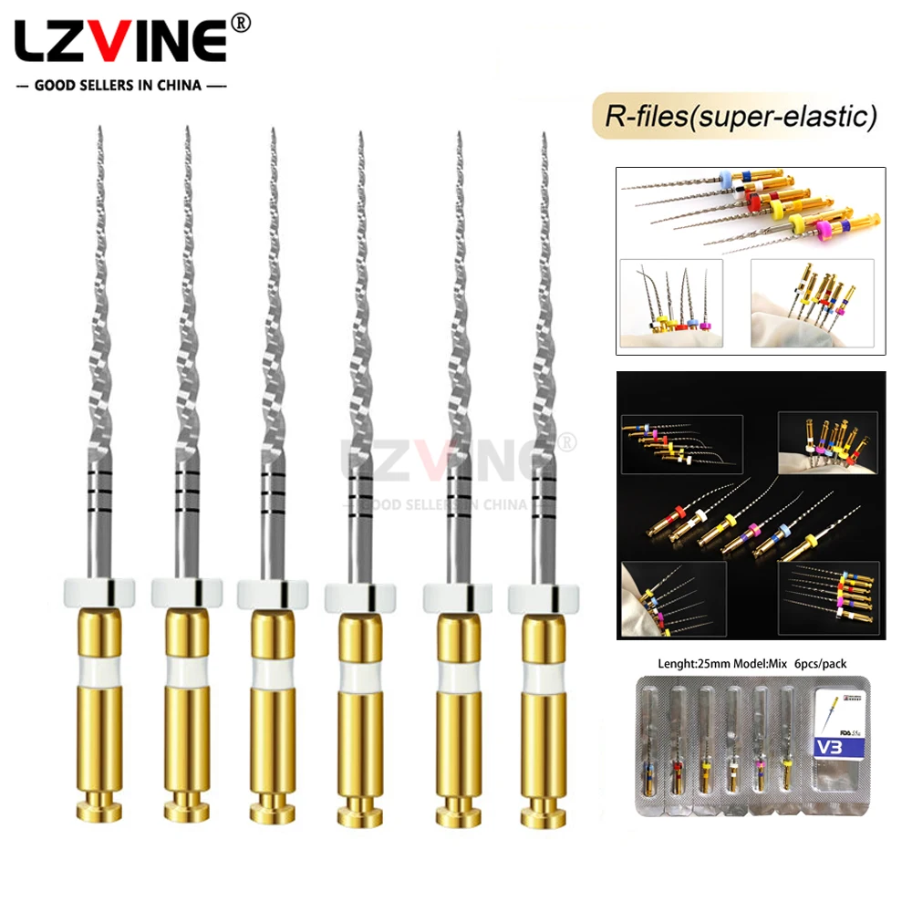 6 шт./кор. стоматологические термоактивированные золотые гибкие файлы обработка