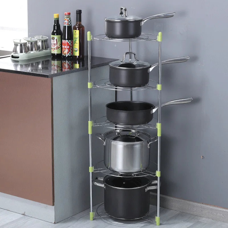 

Kitchen Storage Rack Multilayer Closet Shelf Sorting Pot Organizer Floor Type Multifunctional Shelves