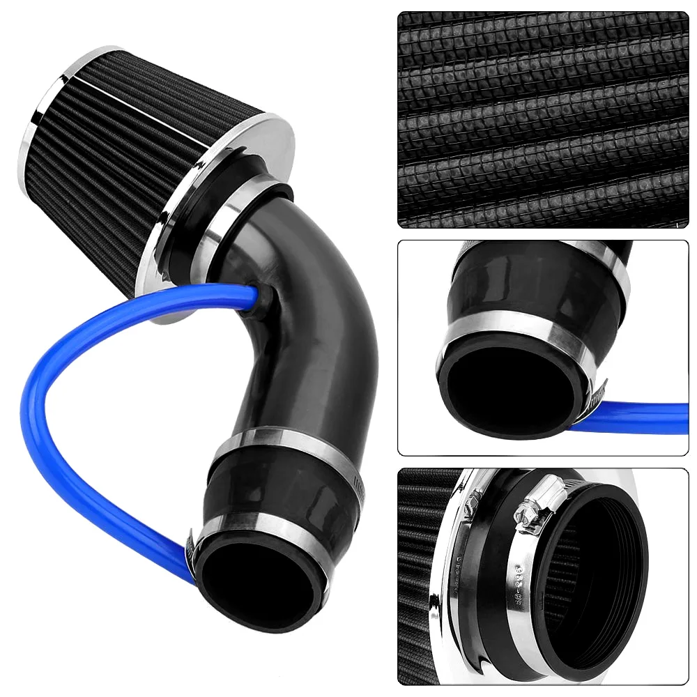 

Автомобильный Универсальный воздушный фильтр 3 дюйма 76 мм и воздухозаборная труба холодного воздуха турбо Индукционная труба комплект с воздушным фильтром конусная алюминиевая труба комплект