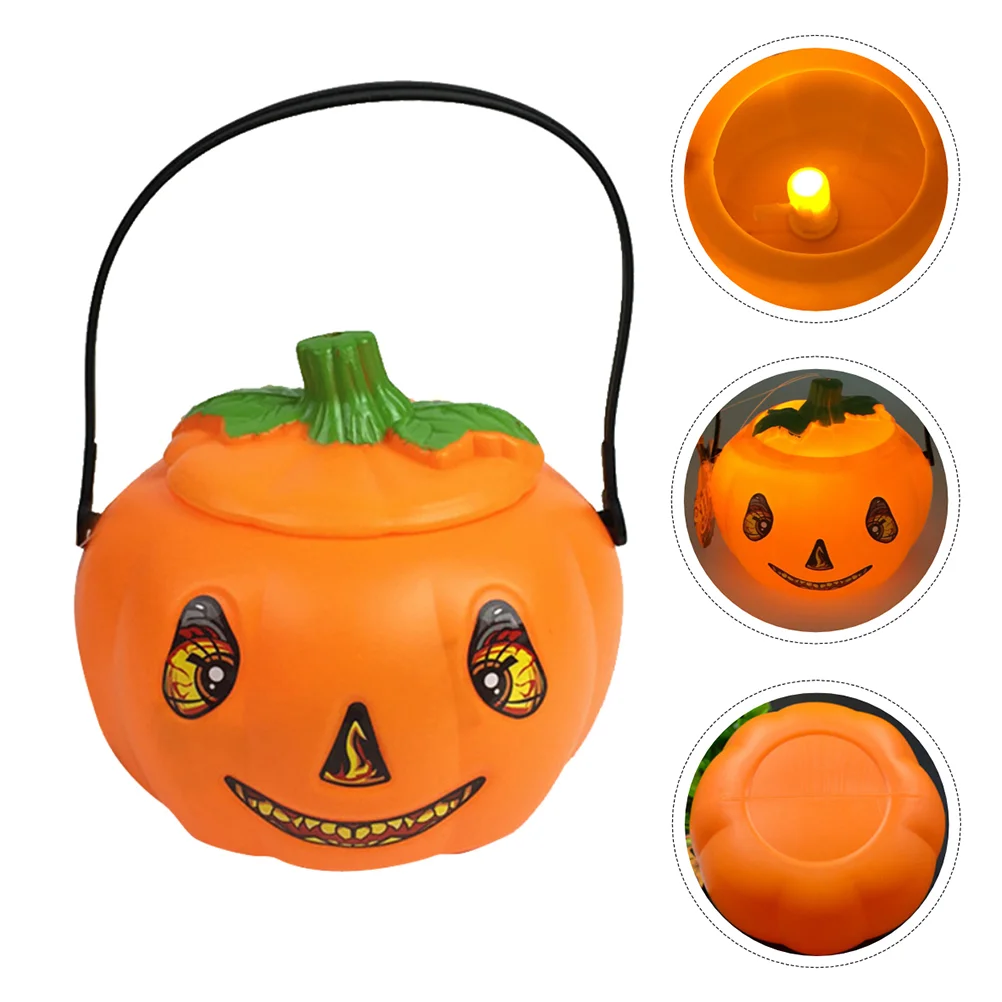 

2Pcs Premium Longlasting Convenient Useful Pumpkin Bucket with Lighting for