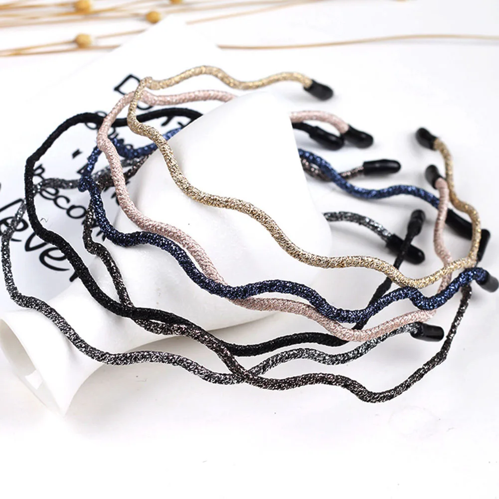 

Simple Gold Glitter Hairbands Elegant Wave Headbands Fashion Women Super Thin Head Hoop Hair Styling Headwear Accessories