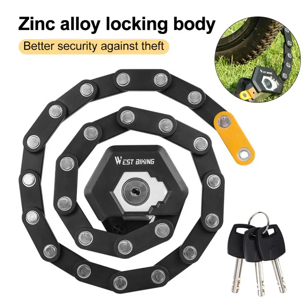 

WEST BIKING Foldable Bicycle Lock MTB Road Cycling Anti Theft Password Lock High Security Bike Chain Lock For Scooter E-Bike