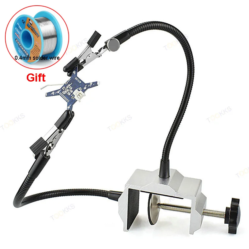 Table Clamp Soldering Station With 2 Flexible Arms Soldering Iron Holder PCB Welding Repair Tools Vise Hand Welding Station