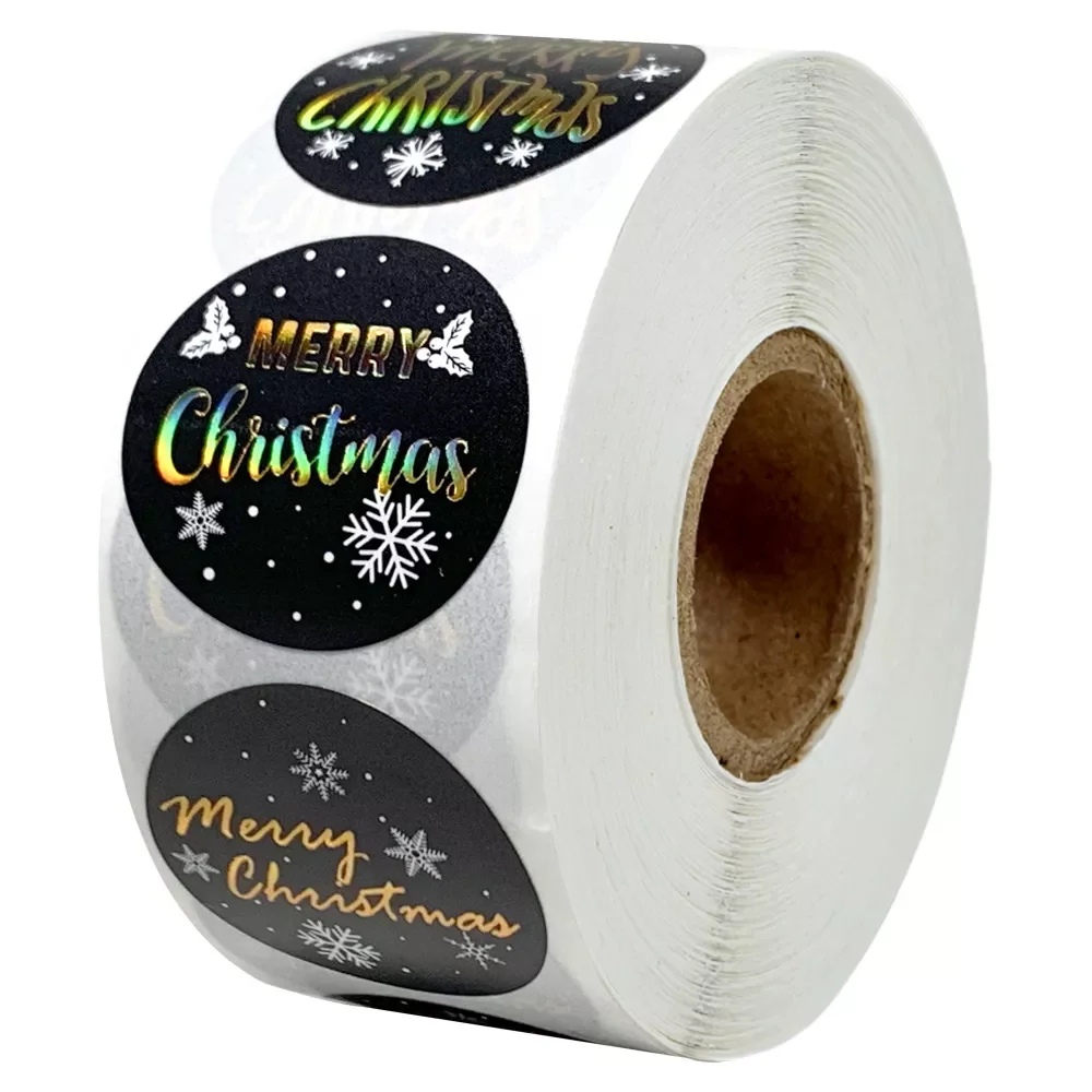 

NEW Merry Christmas Stickers 1Inch Round Gold Silver Seal Labels Stickers For Handmade Sticker Card Box Package Labels