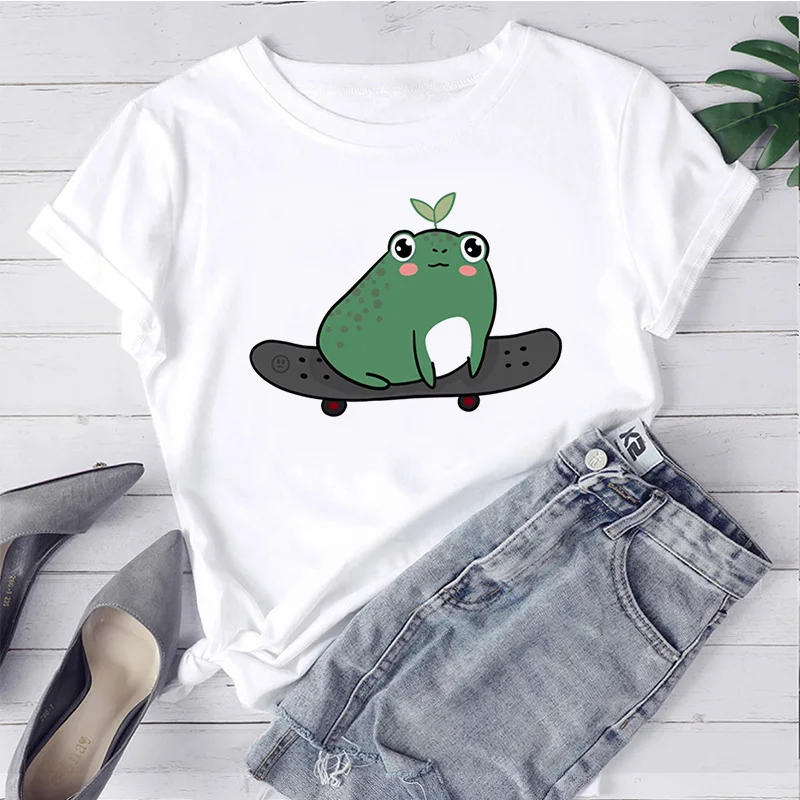 

Women T-shirts Ulzzang Hip Hop Streetwear New Skateboard Frog Oversized t-shirt Casual Harajuku t-shirts with Short Sleeve Tees
