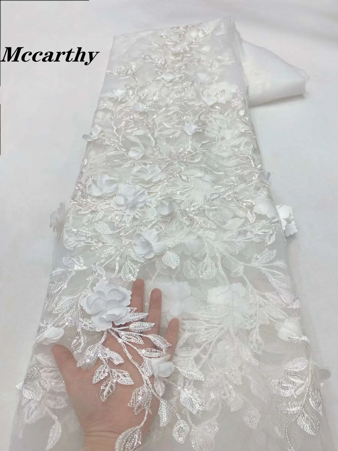 Кружевные Роскошные Блестки Mccarthy с 3D цветами сетчатые кружевные ткани