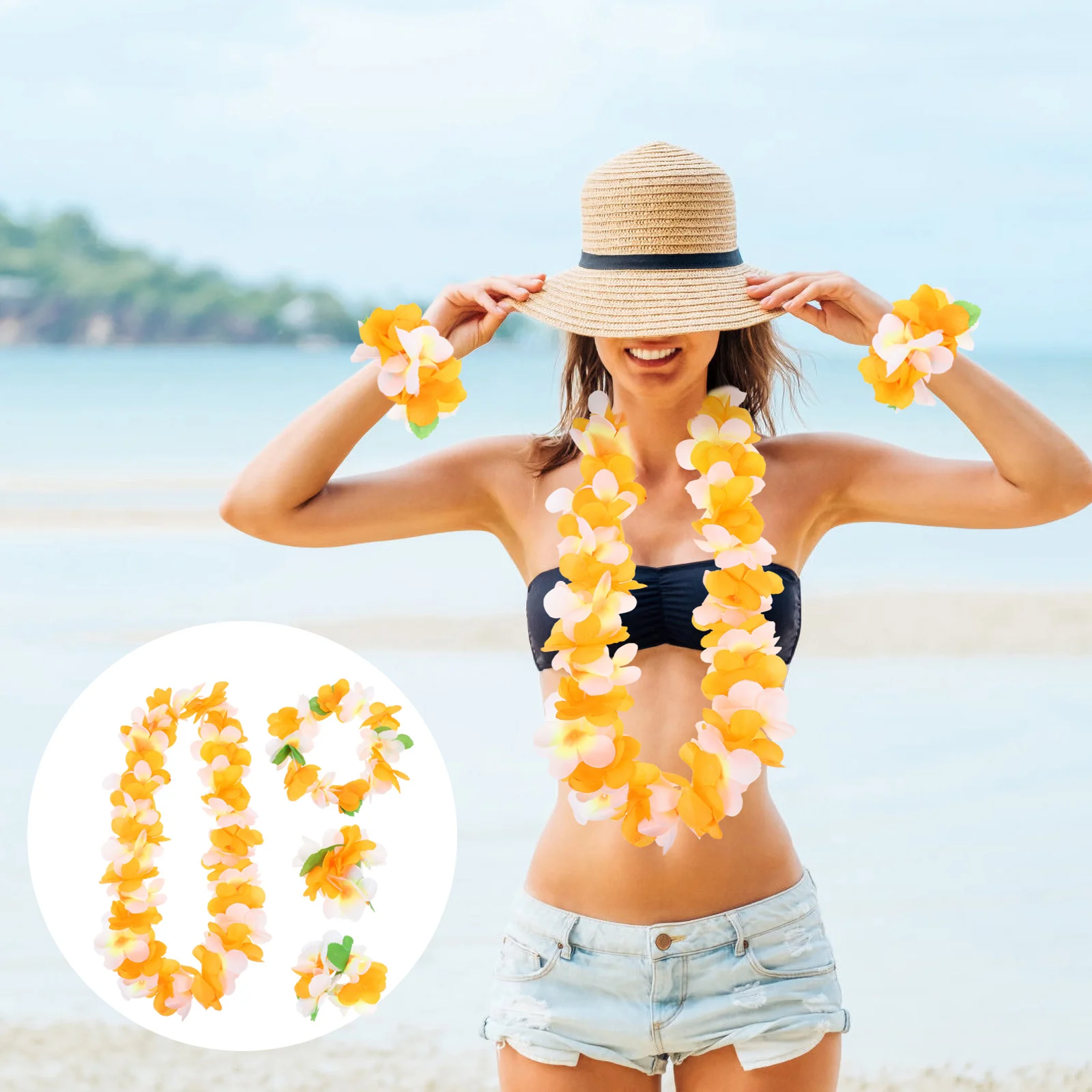 

Womens Summer Accessories Hawaiian Lei Stage Performance Wreaths Holiday Garland Decors Flowers Leis Women's