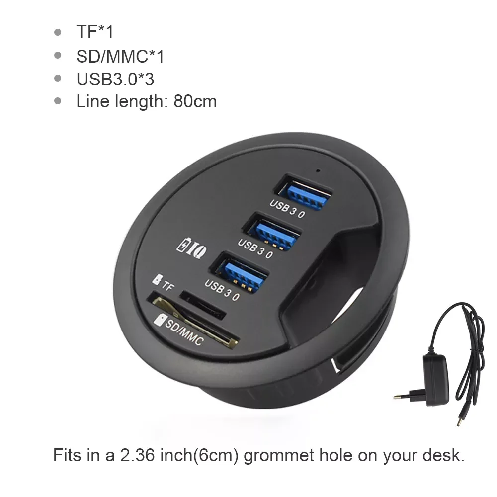 

HUB USB3.0 Mount In Desk Multi USB 2.0 Ports With SD/TF Headphone/Mircophone Type C Port Usb Hub With Power Adapter 5V 2A