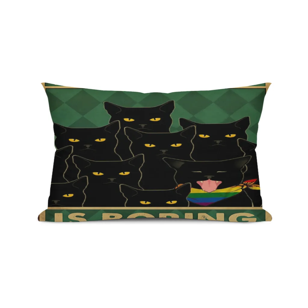 

Black-Drink-Cat-Vintage-Pillowcase Pattern Dream Fashion Cushion Pillowcase Home Decor 30x50CM