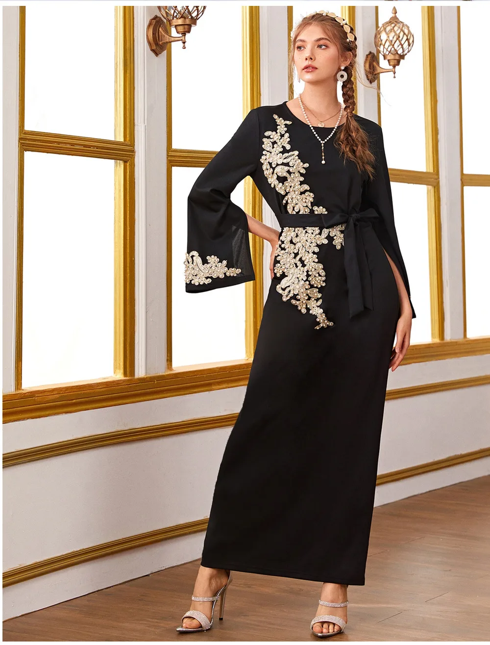 

Pearl Hijab Dress Women Muslim Abaya Dubai Long Robe Djellaba Femme Caftan Marocain Vestido Kaftan Dresses Islamic Clothing 2022