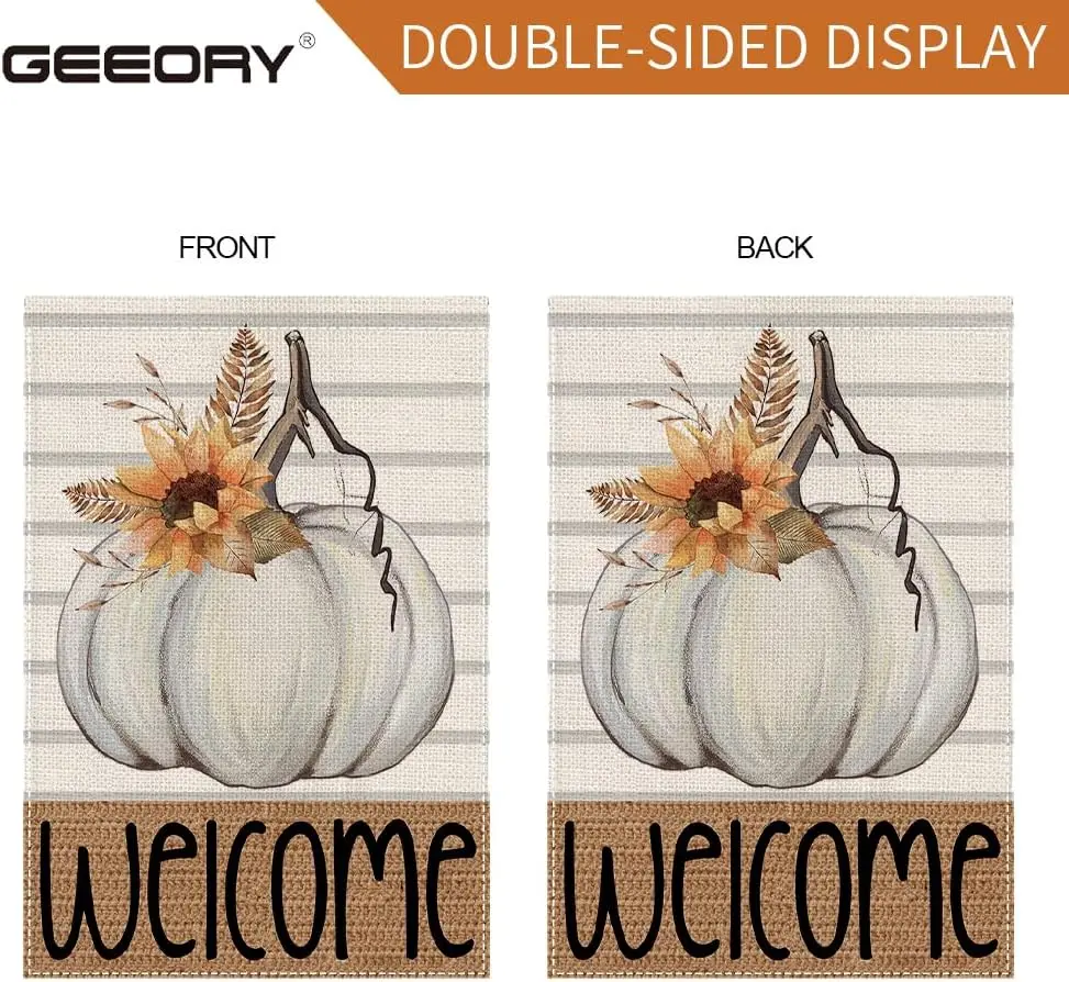 GEEORY Осенний приветственный садовый флаг 12 5 x 18 дюймов двухсторонний маленький
