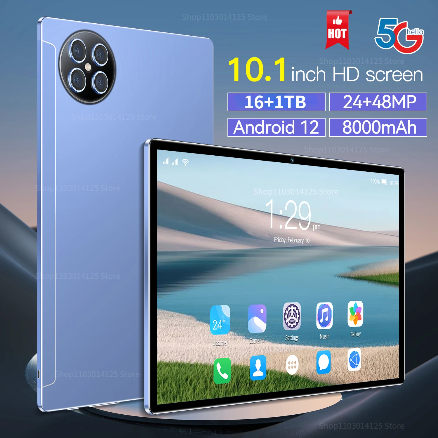 

X90 Tablet 10.1inch Android 13.0 16 GB RAM 1TB ROM Dual SIM Dual Standby WIFI GPS Google Play Worldwide Edition Upgraded Version